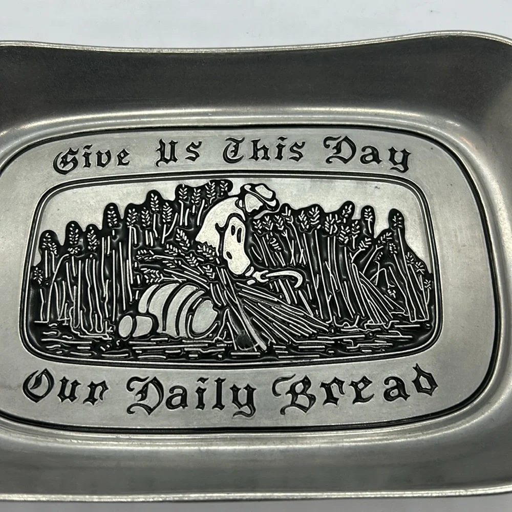 Wilton Armetale Pewter Give Us This Day Our Daily Bread Tray USA 10.75” NWT - Picture 4 of 9